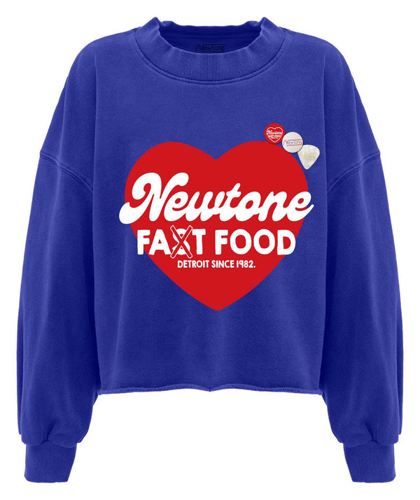 Sweatshirt crop porter flo blue "FAST SS24" - Newtone