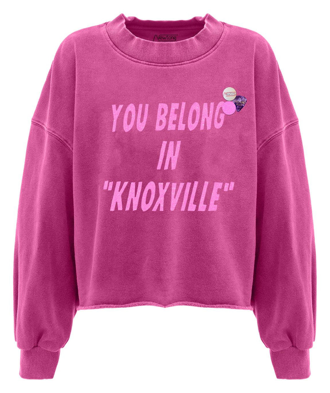 Sweatshirt crop porter fuschia "KNOXVILLE" - Newtone