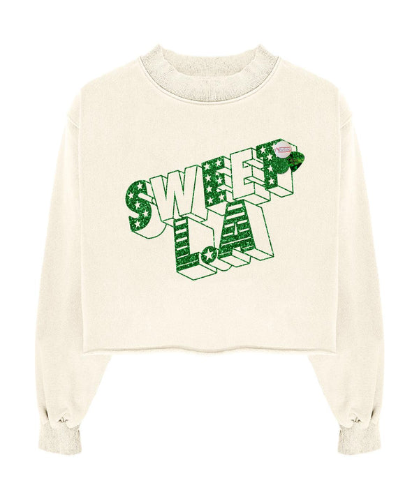Sweatshirt crop porter natural "SWEET" - Newtone
