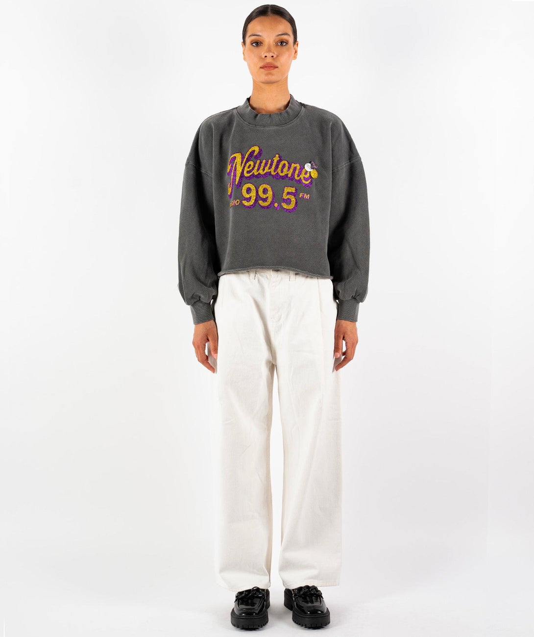 Sweatshirt crop porter pepper "RADIO" - Newtone