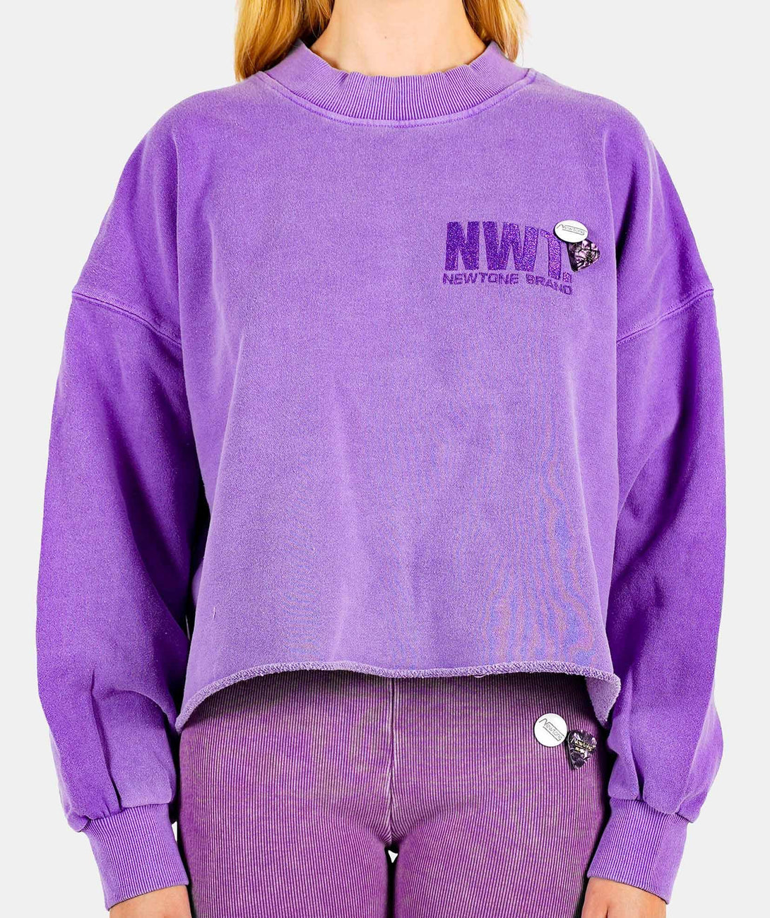 Sweatshirt crop porter purple "BRAND SS24" - Newtone