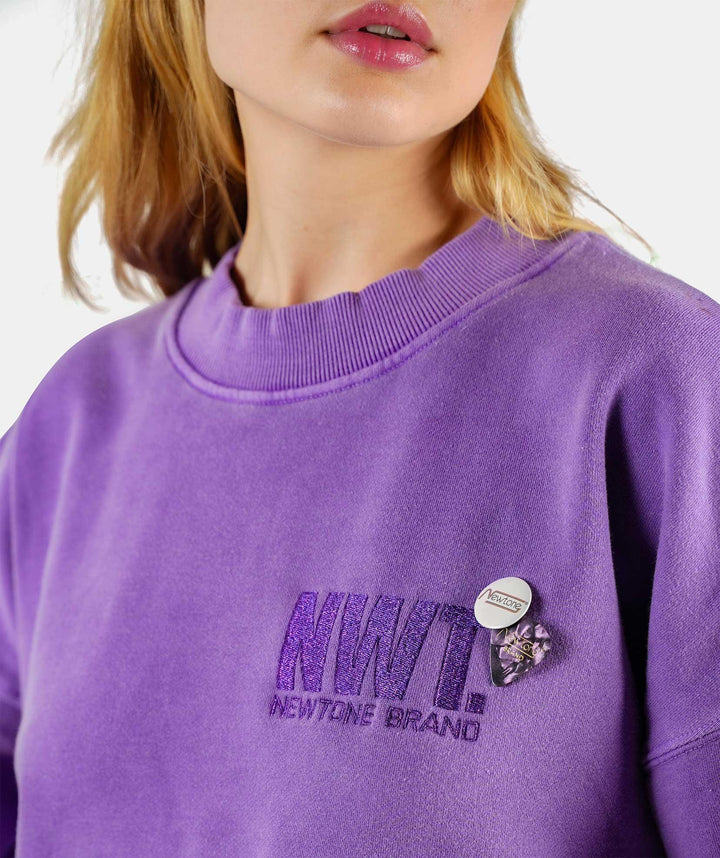 Sweatshirt crop porter purple "BRAND SS24" - Newtone
