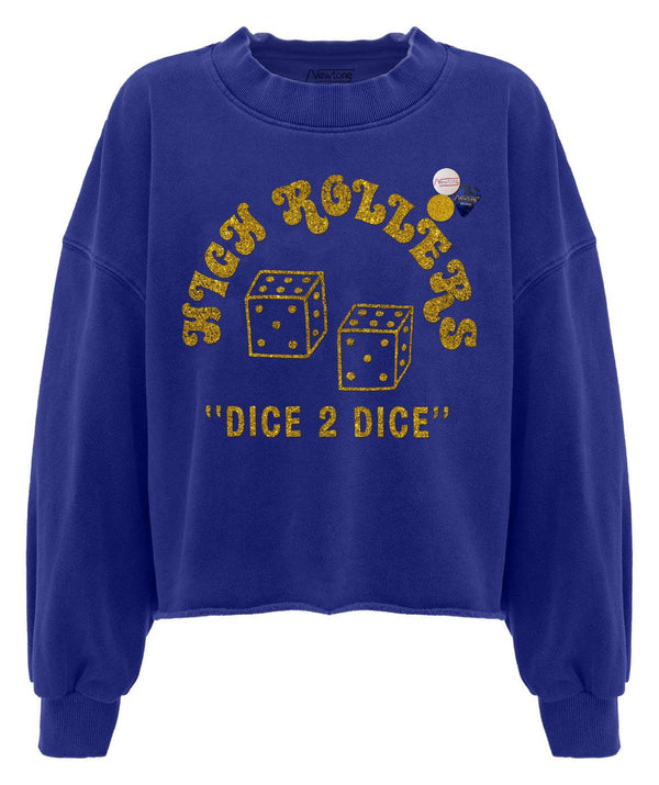 Sweatshirt crop porter royal "DICE" - Newtone