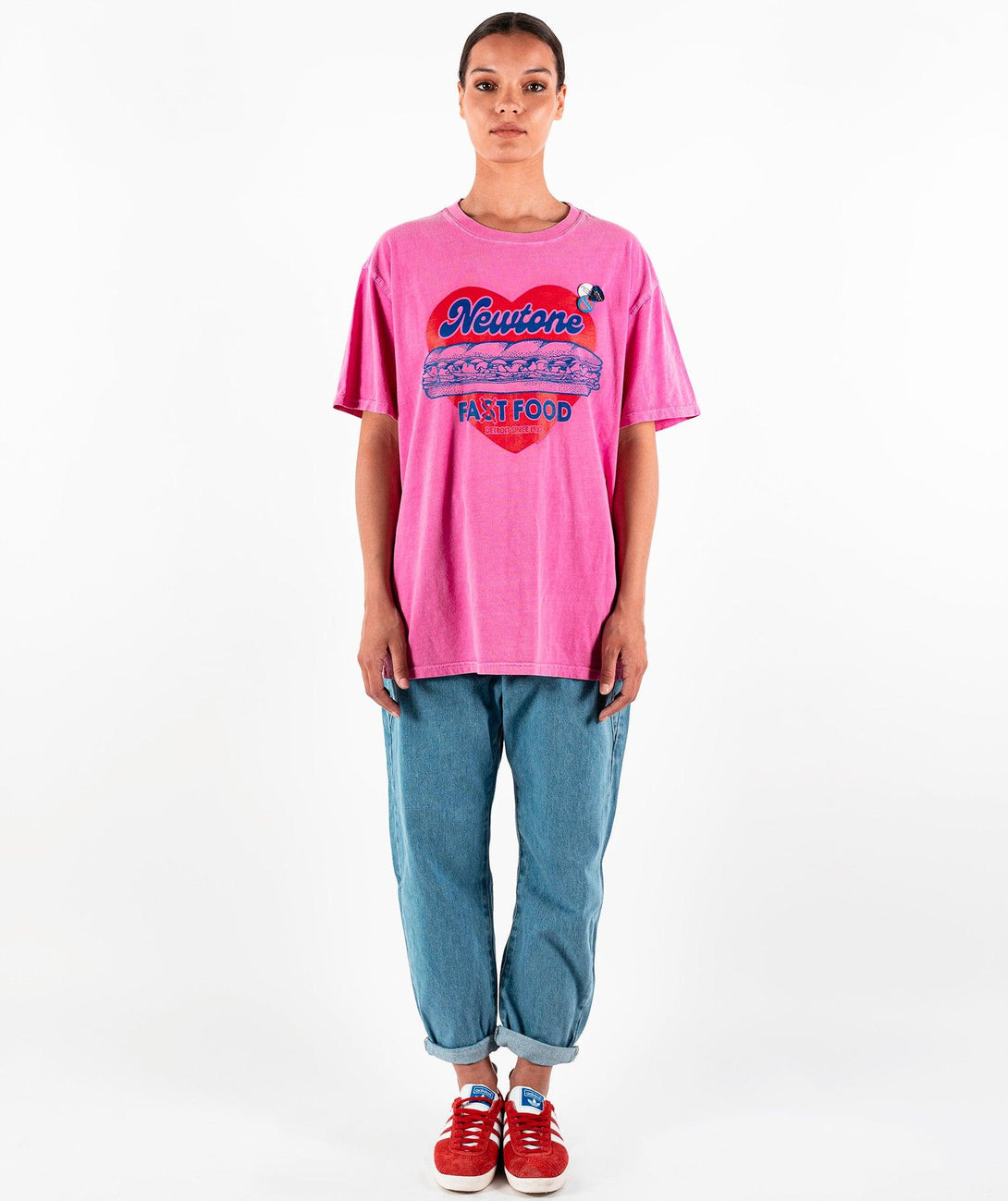 Tee shirt trucker fuschia "FOOD" - Newtone