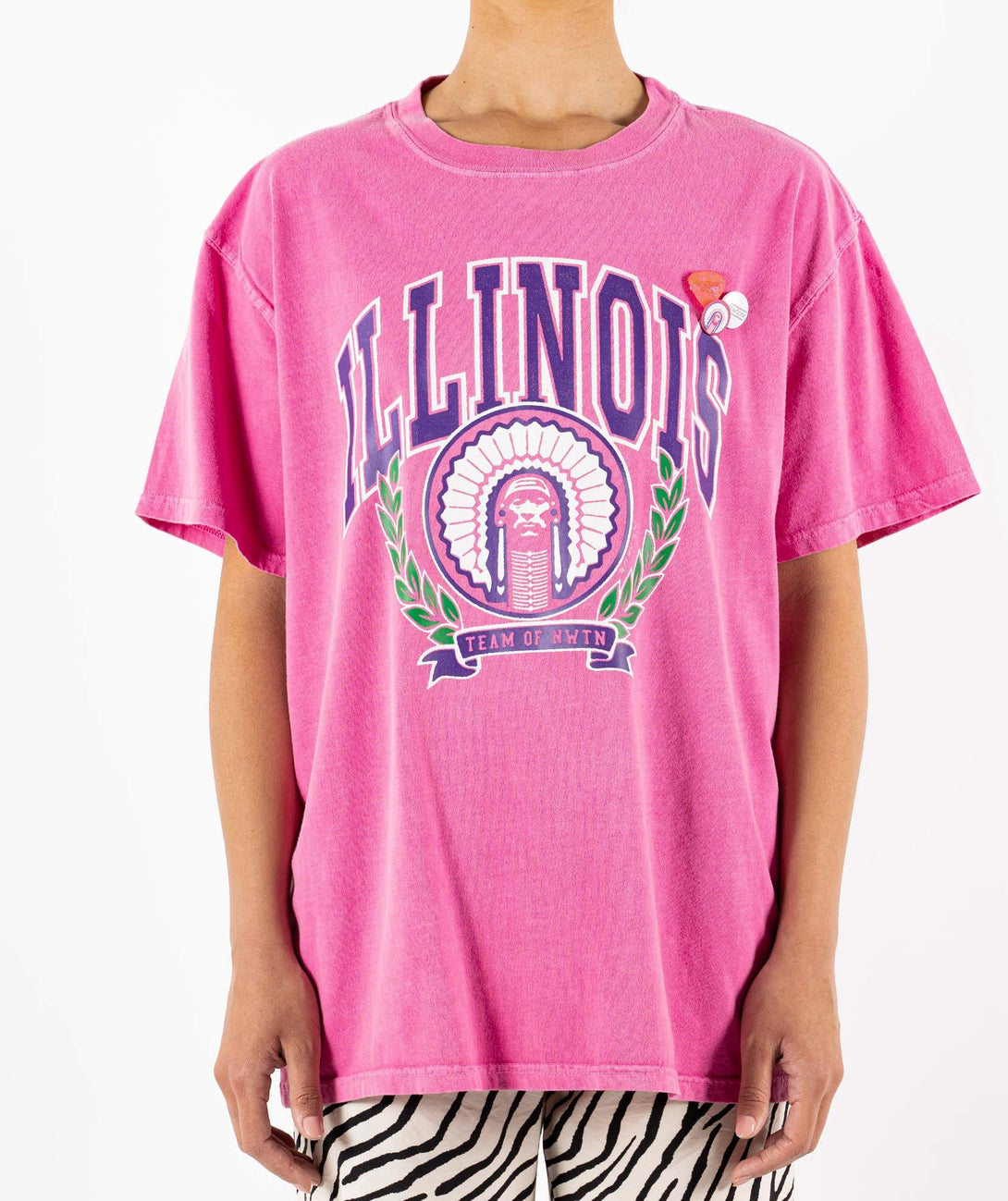 Tee shirt trucker fuschia "ILLINOIS" - Newtone