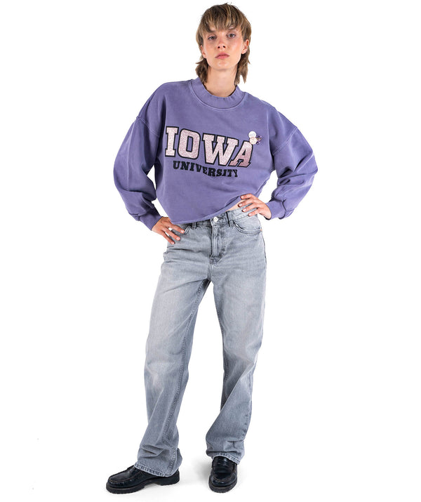 Sweatshirt crop porter grape "UNIVERSITY"