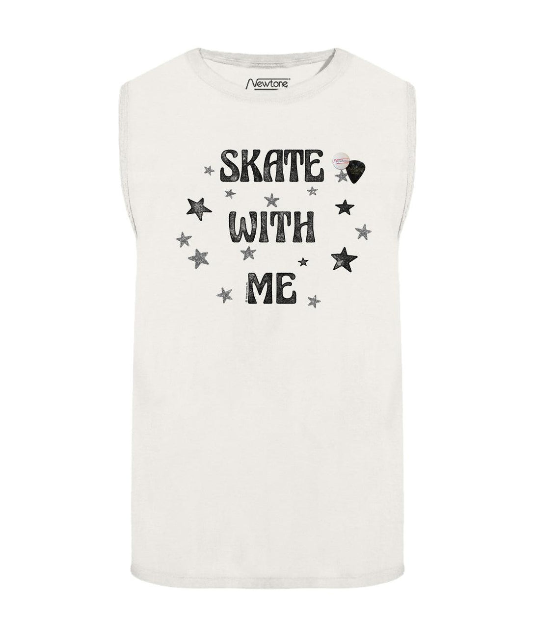 Tee shirt biker dirty white "SKATE WITH ME" - Newtone