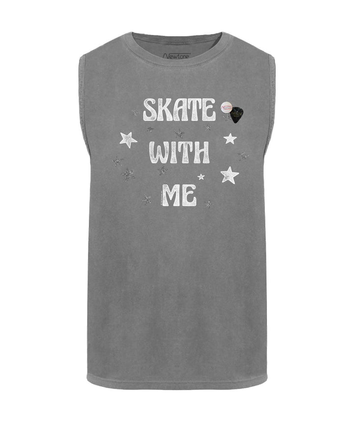 Tee shirt biker grey "SKATE WITH ME" - Newtone