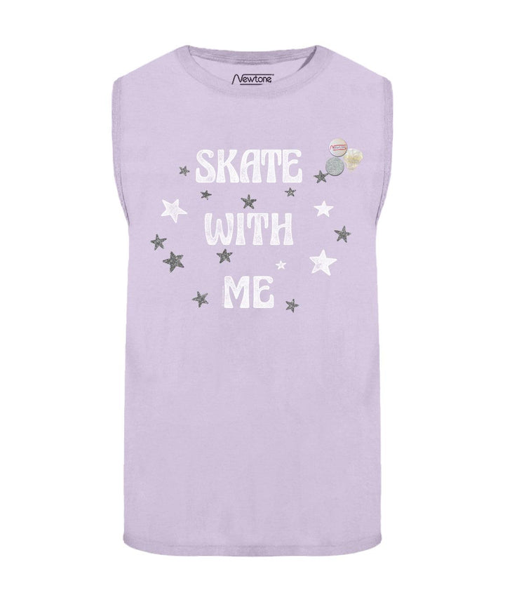 Tee shirt biker lilac "SKATE WITH ME" - Newtone