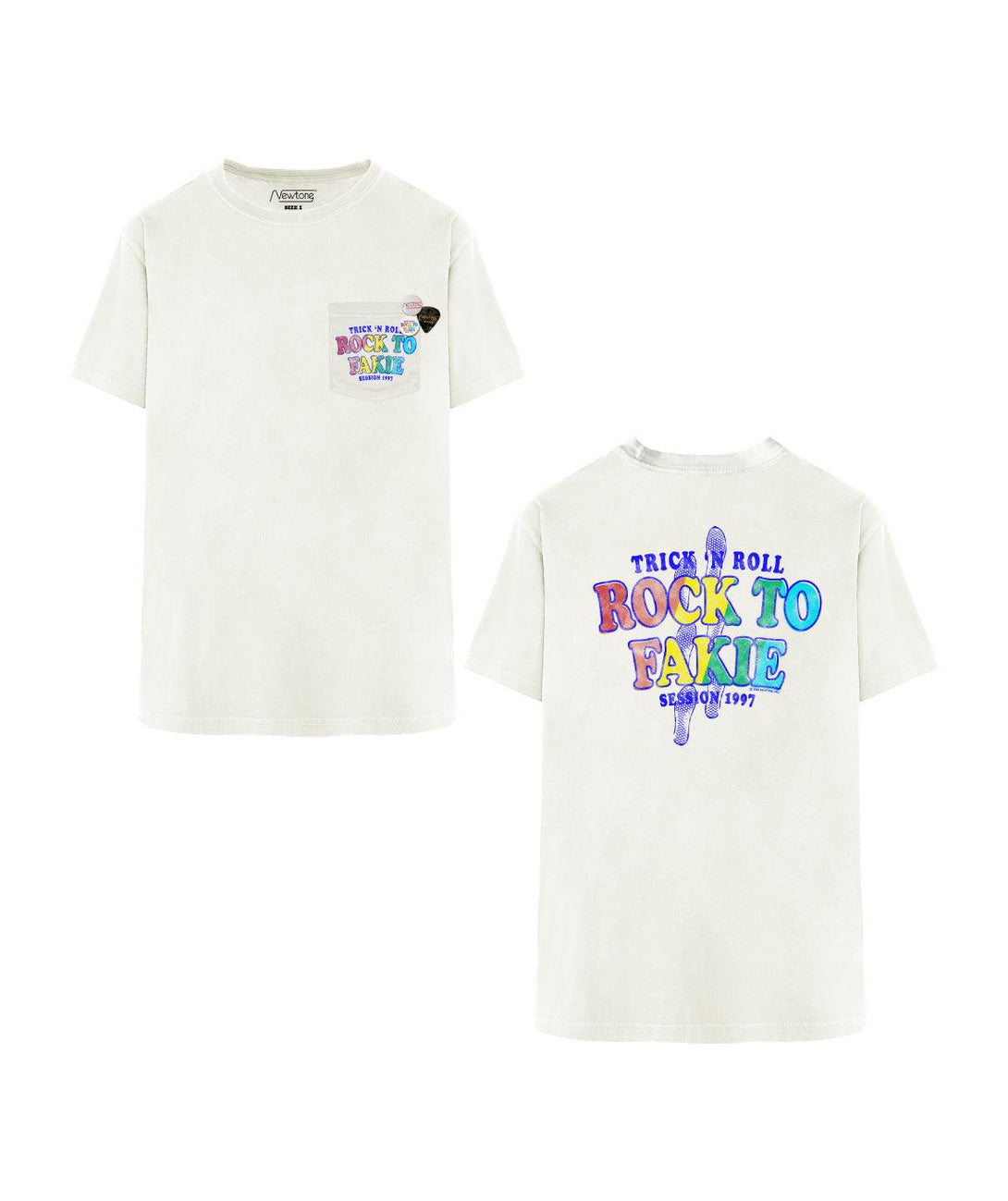 Tee shirt burner dirty white "2FAKIE" - Newtone