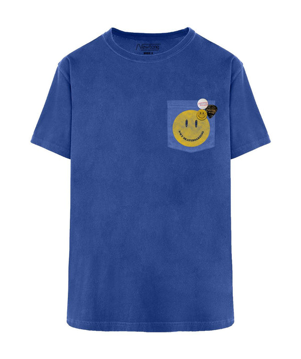 Tee shirt burner flo blue "SMILE" - Newtone