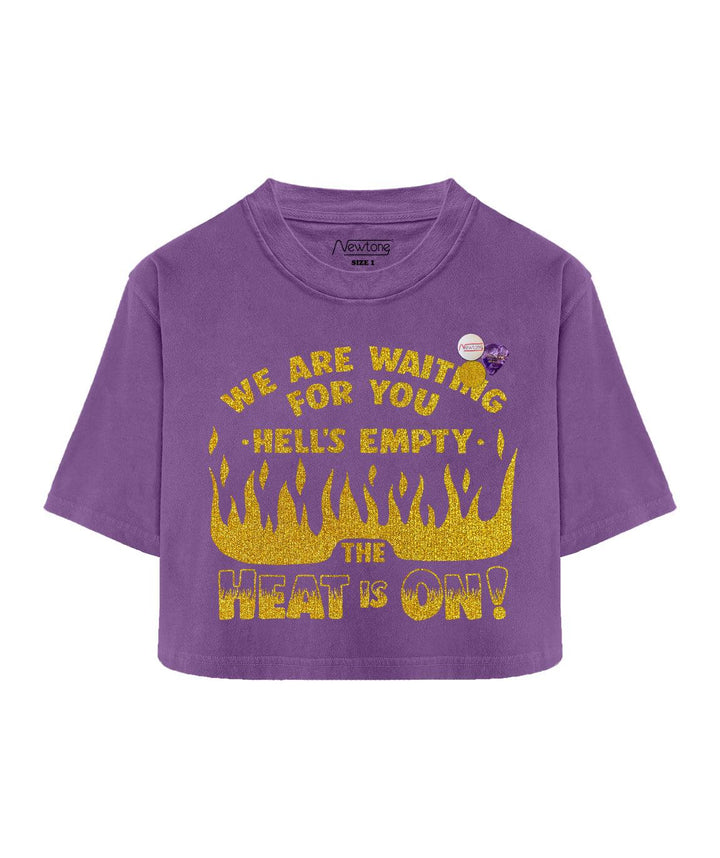 Tee shirt crop crooper purple "HEAT" - Newtone