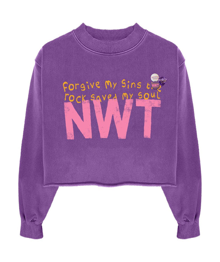 Sweatshirt crop porter purple "SOUL" - Newtone