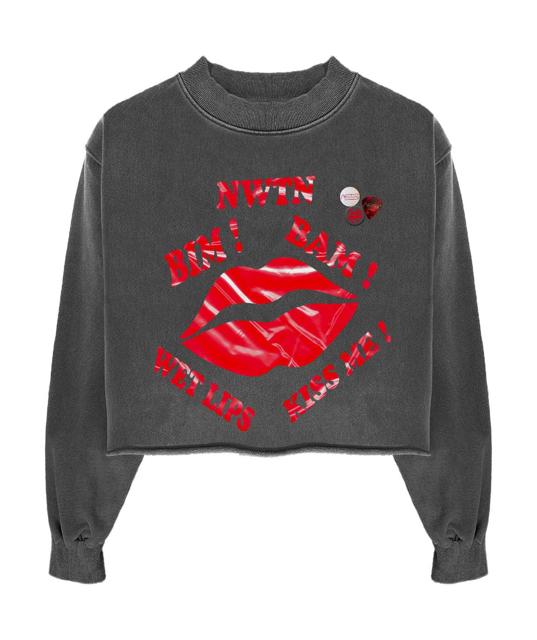 Sweatshirt crop porter pepper "WET LIPS" - Newtone