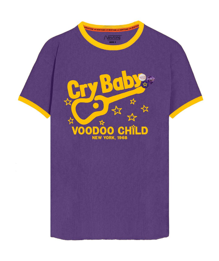 Tee shirt ringer purple "CRY BABY" - Newtone