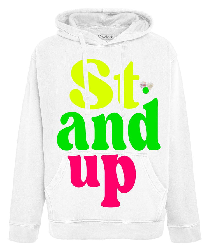 Hoodie jagger dirty white "STAND UP" - Newtone