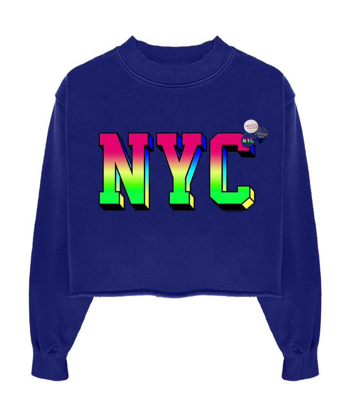 Sweatshirt crop porter royal "NYC" - Newtone