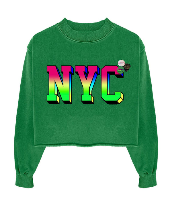 Sweatshirt crop porter grass "NYC" - Newtone