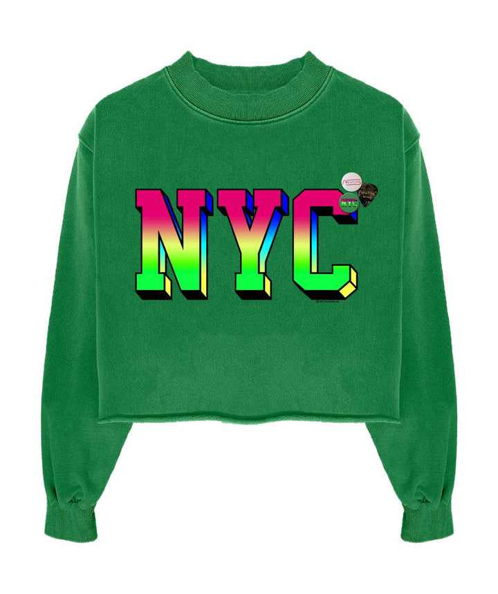Sweatshirt crop porter grass "NYC" - Newtone