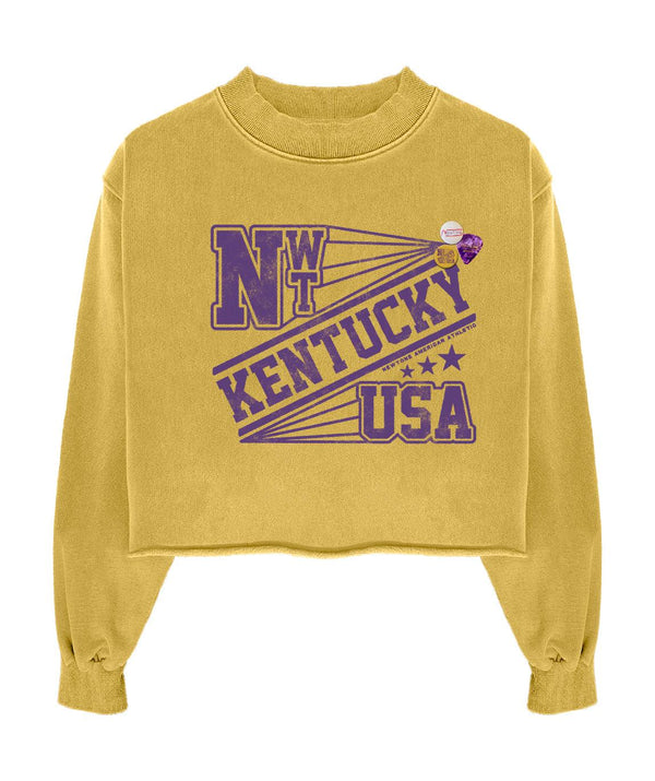 Sweatshirt crop porter mustard "KENTUCKY" - Newtone