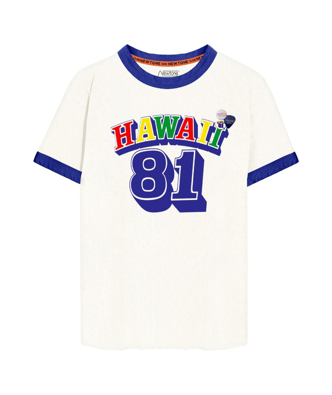 Tee shirt ringer flo blue "EIGHTY ONE" - Newtone