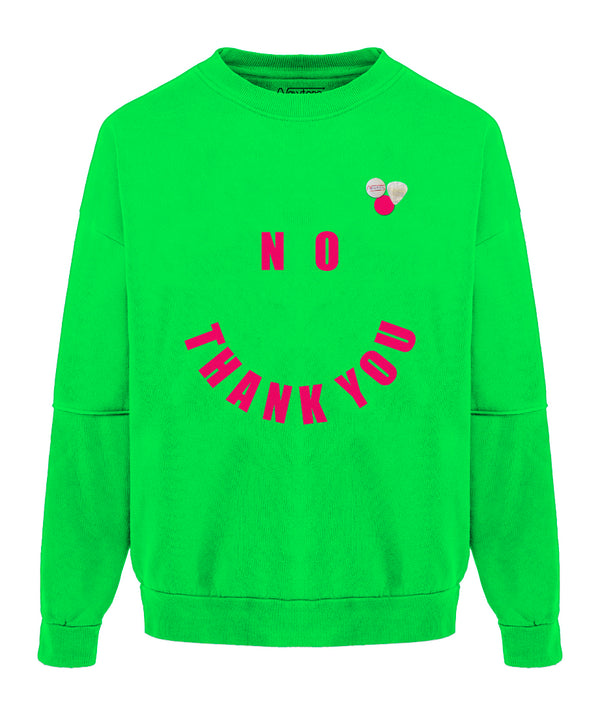 Neon green “NO” roller sweatshirt