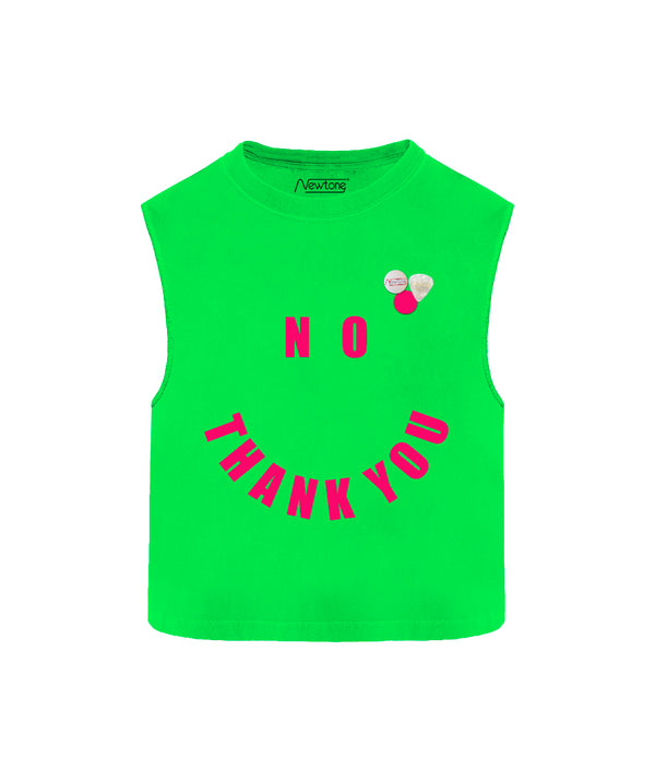 Neon green crop dyer t-shirt "NO" 