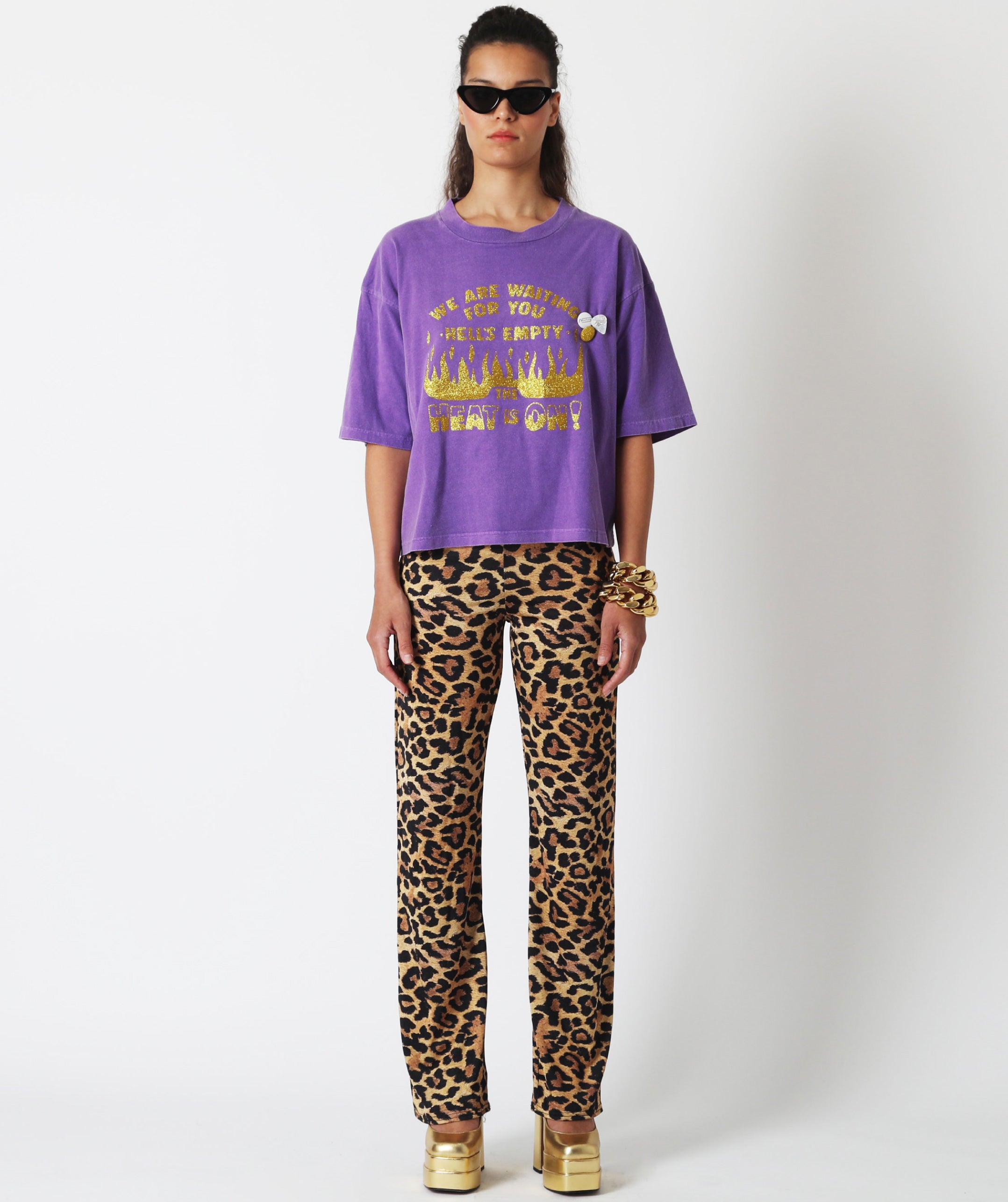 Tee shirt crop crooper purple "HEAT"