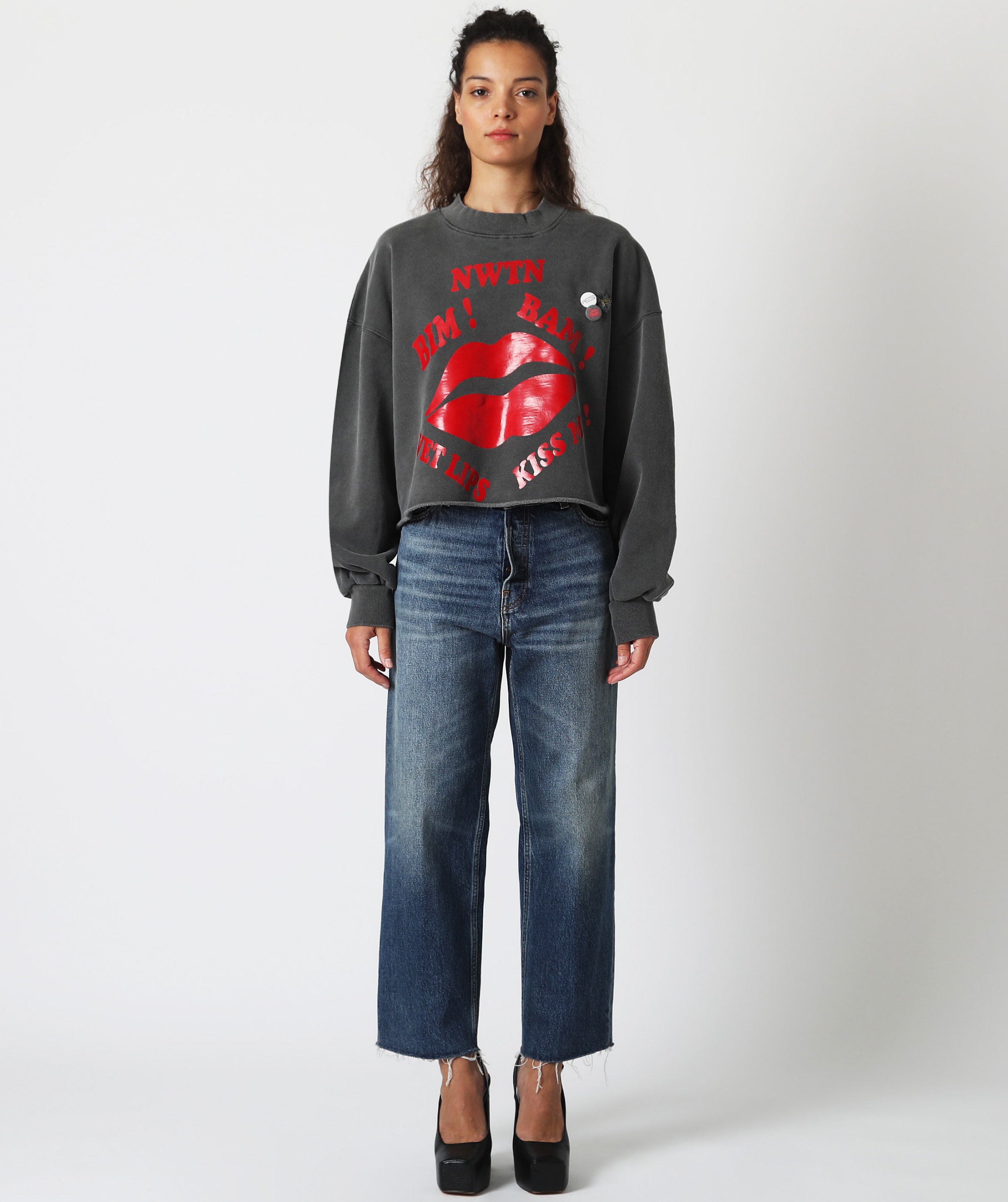 Sweatshirt crop porter pepper "WET LIPS"