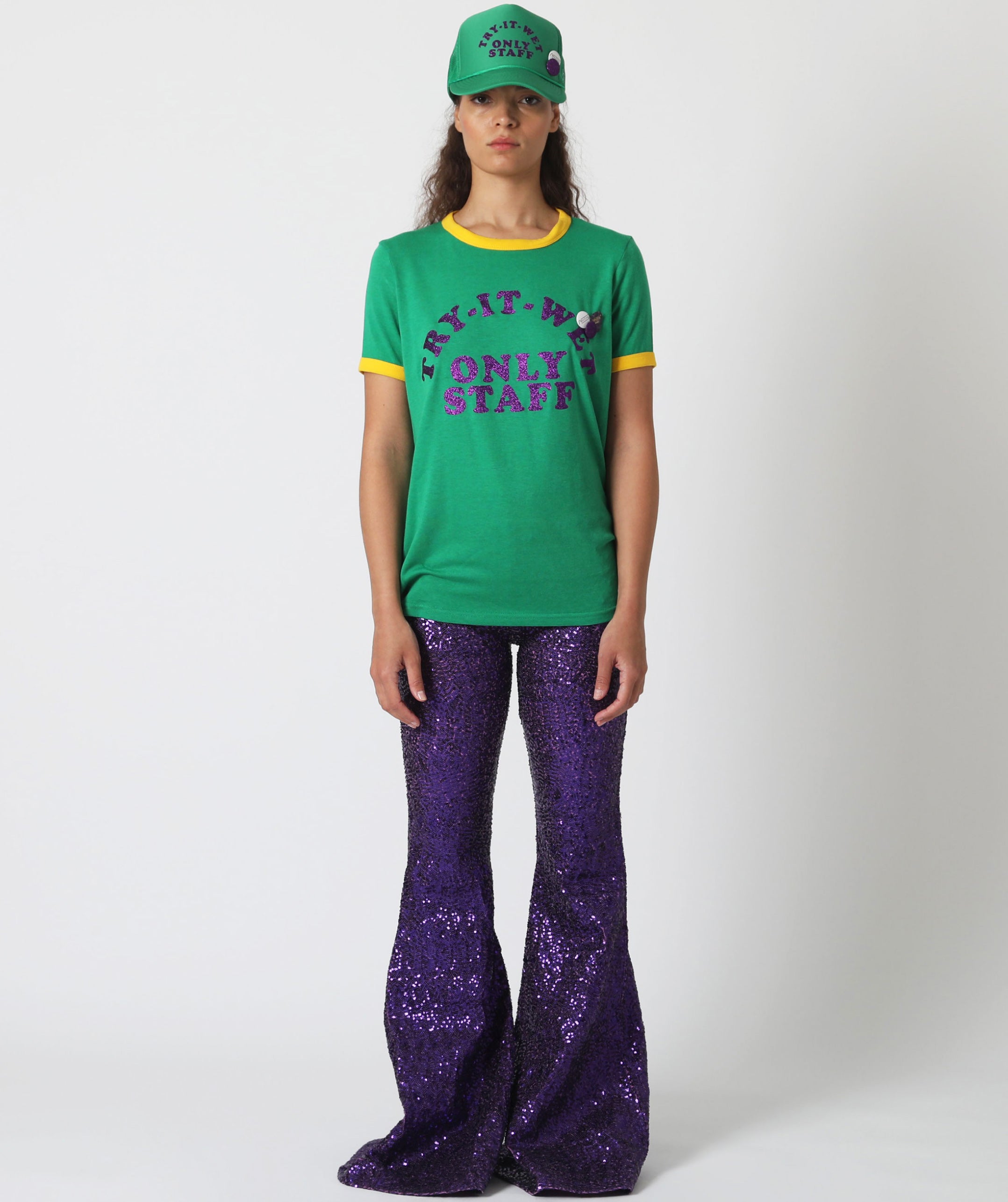 Tee shirt ringer grass "STAFF"