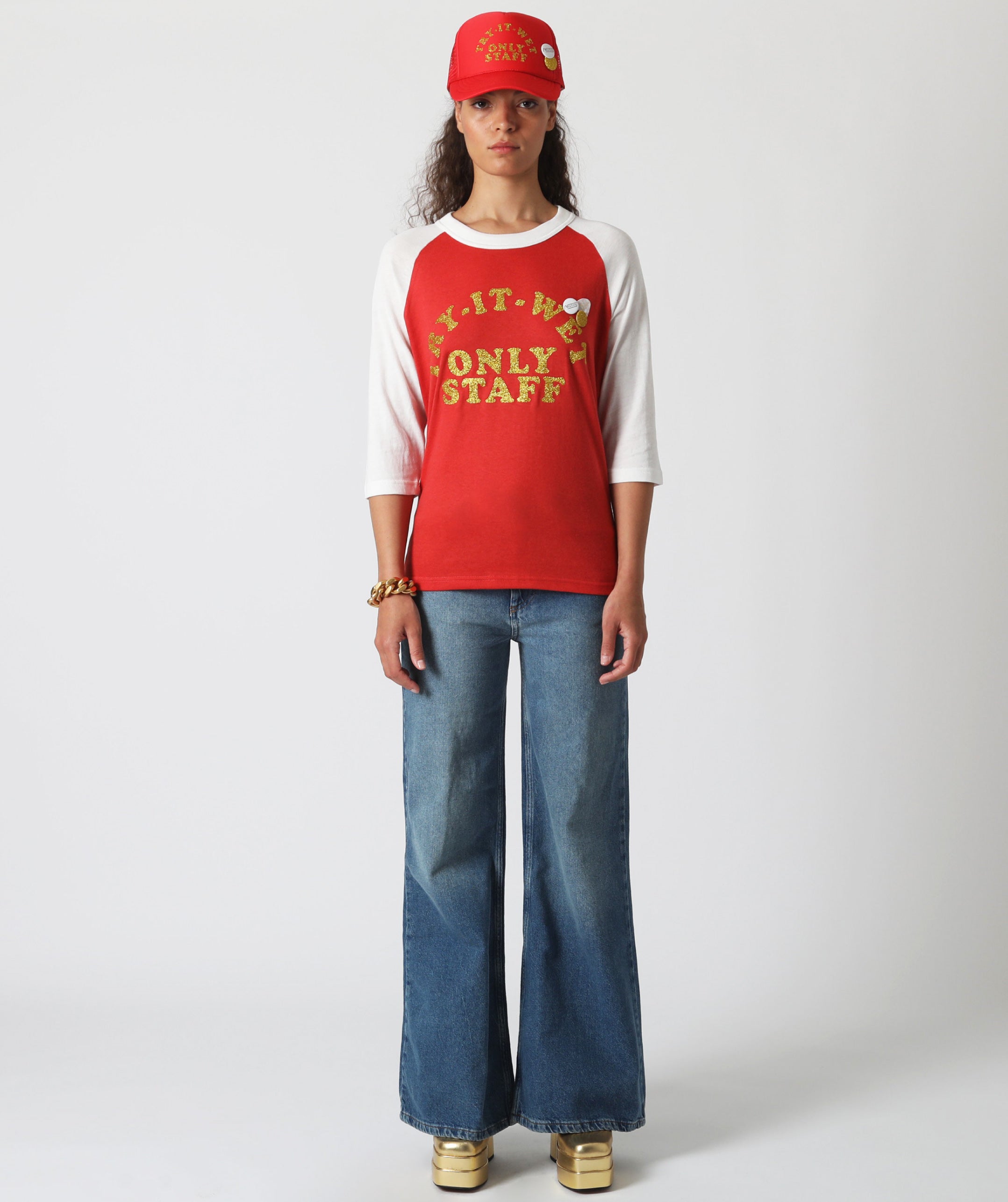 Tee shirt jasper risk red "STAFF"