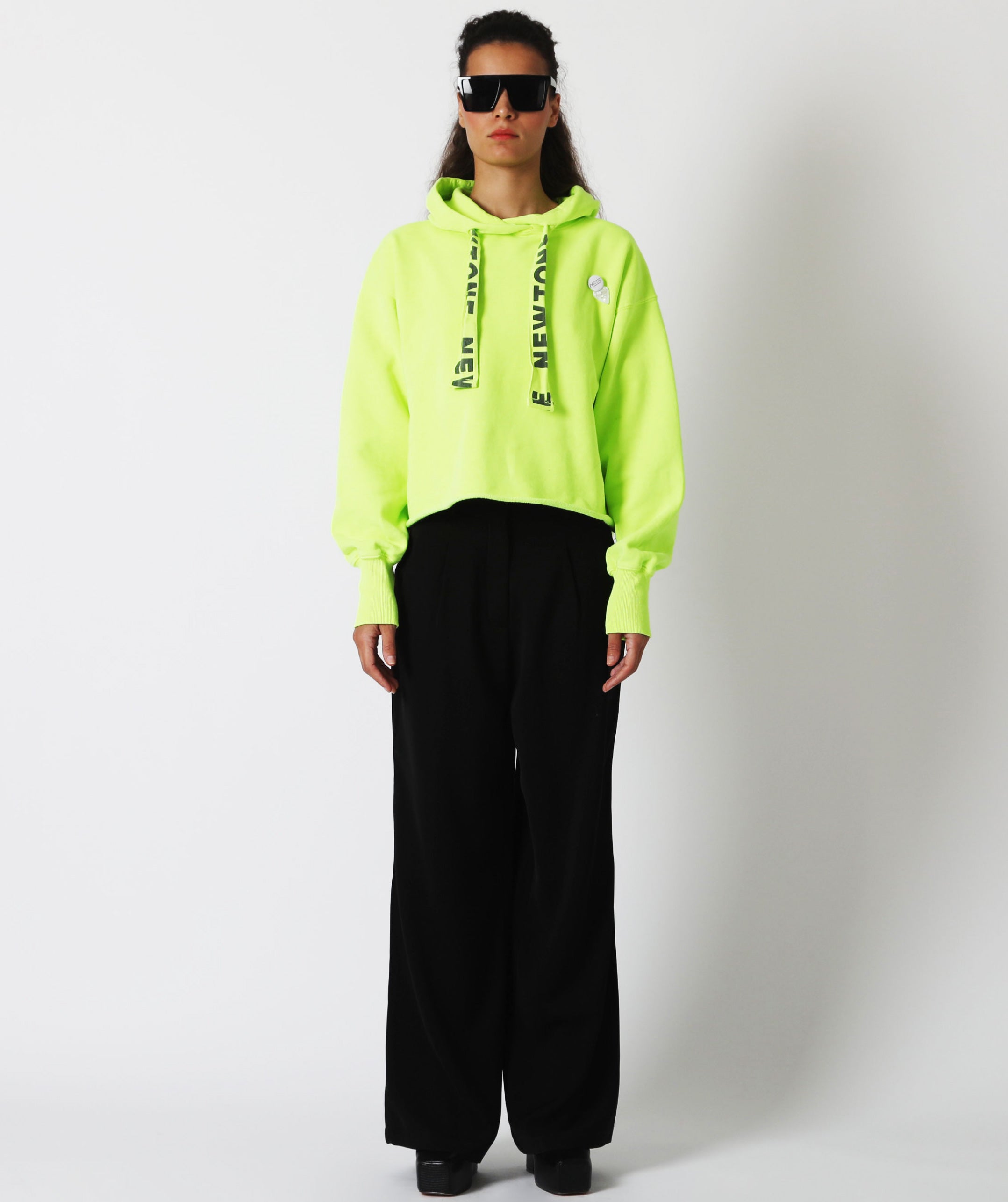 Hoodie crop bloomer neon yellow "BLEED"