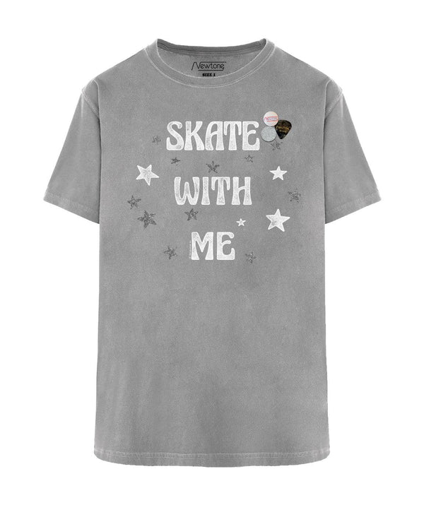 Tee shirt trucker grey "SKATE WITH ME" - Newtone