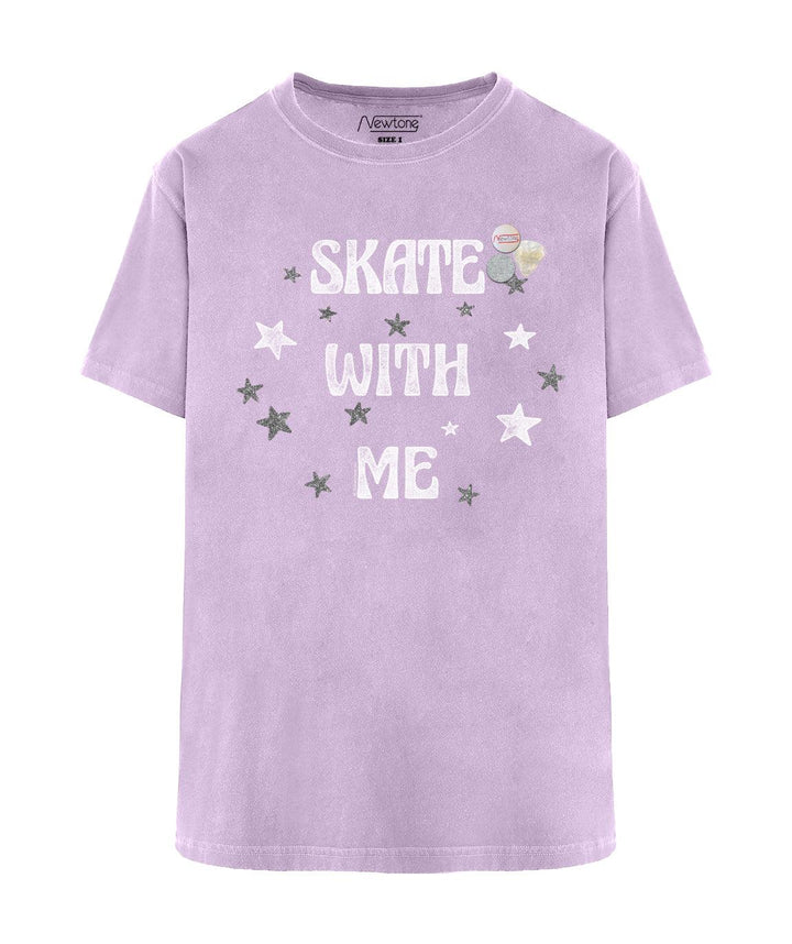 Tee shirt trucker lilac "SKATE WITH ME" - Newtone