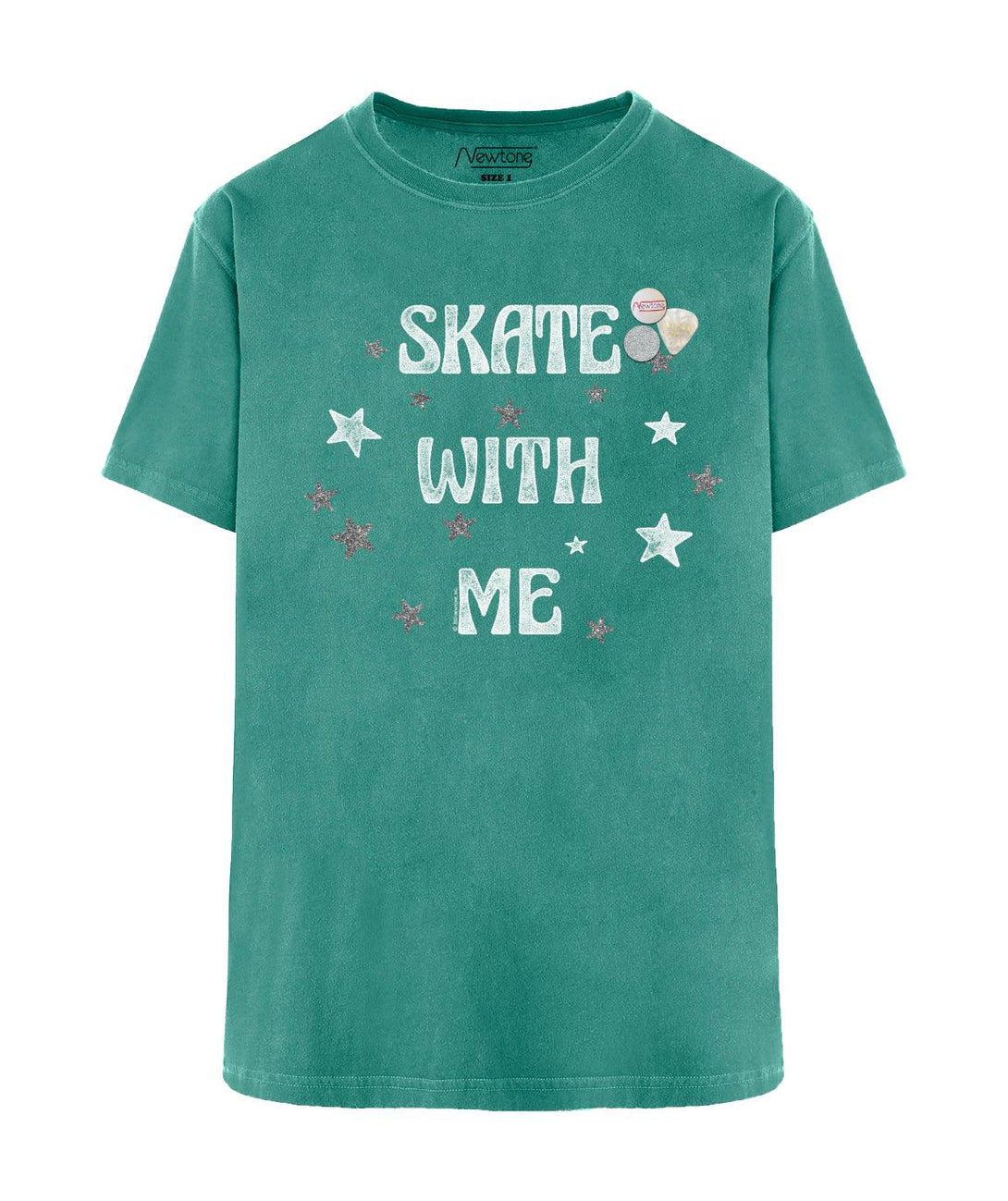 Tee shirt trucker light green "SKATE WITH ME" - Newtone