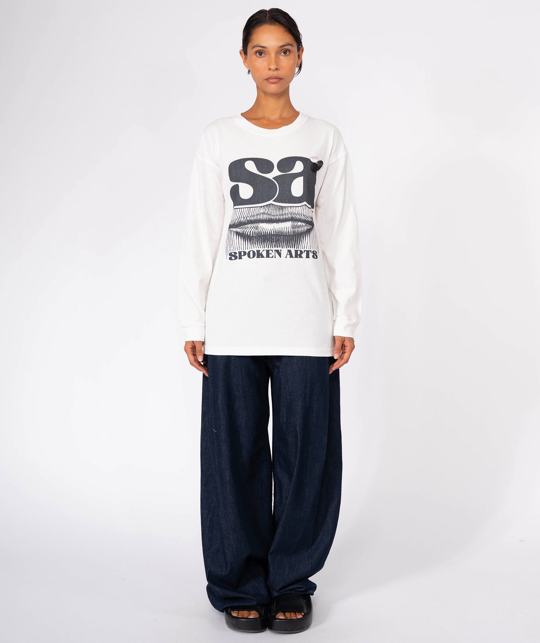 SPOKEN" hunter dirty white tee shirt