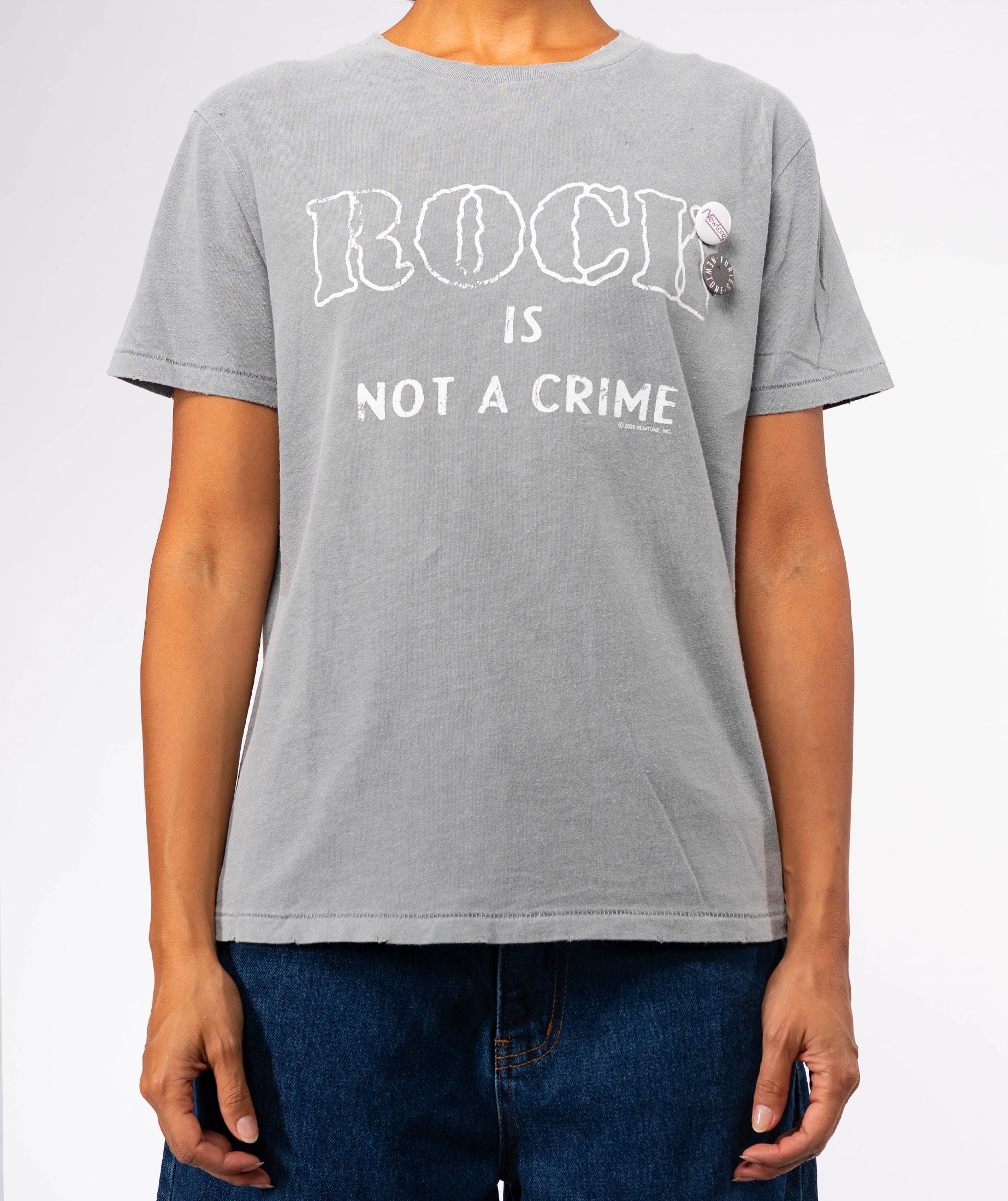 CRIME" starlight grey tee shirt