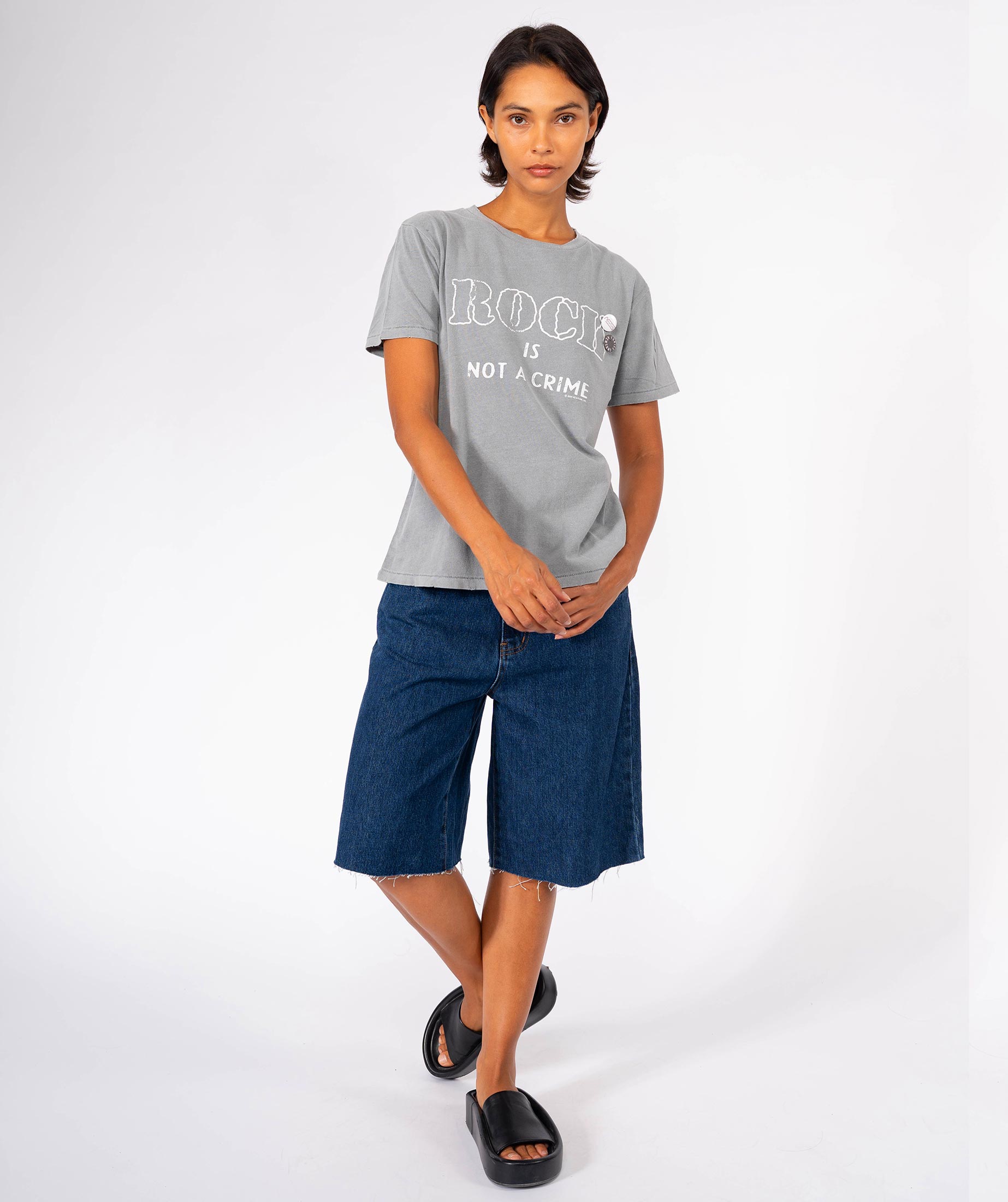 CRIME" starlight grey tee shirt