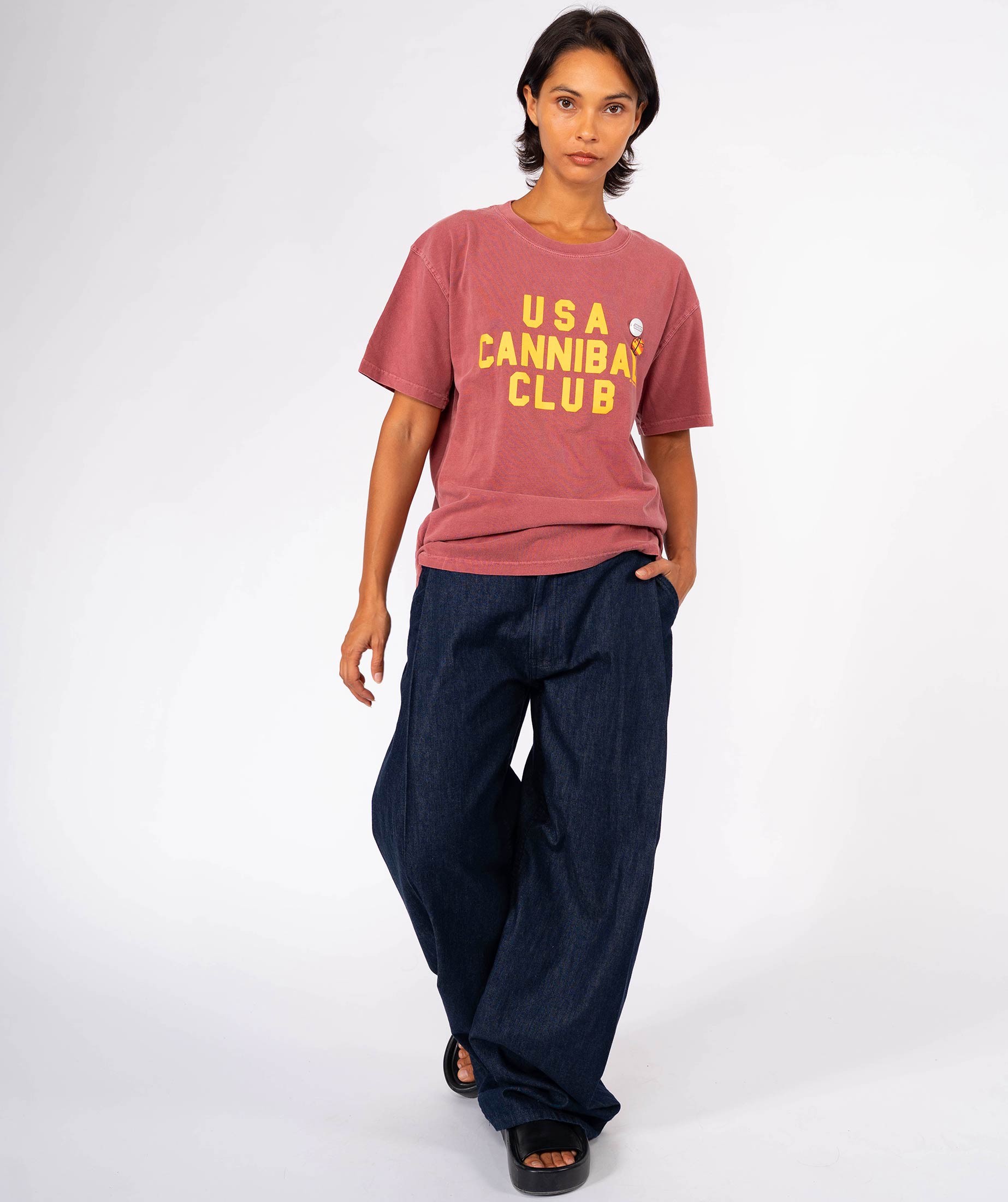 CANNIBAL" cherry trucker tee shirt