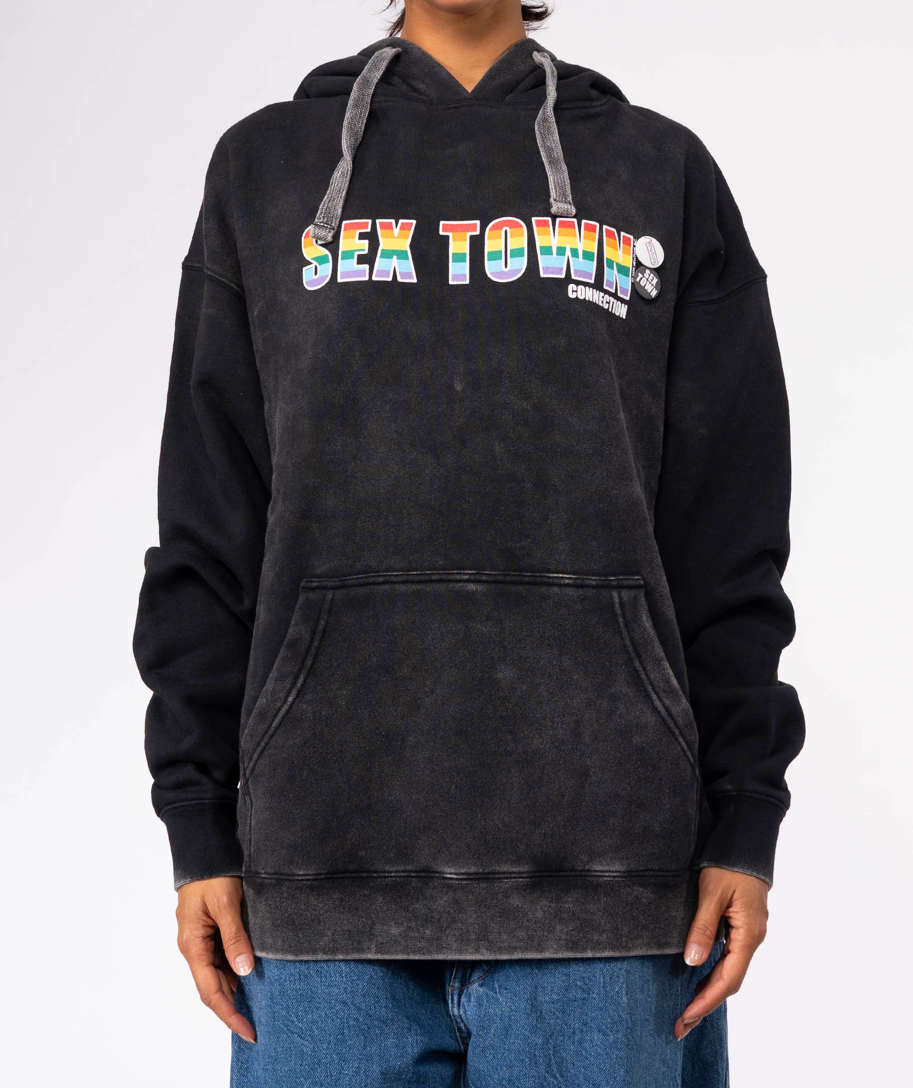 Black acid jagger hoodie "SEX TOWN"