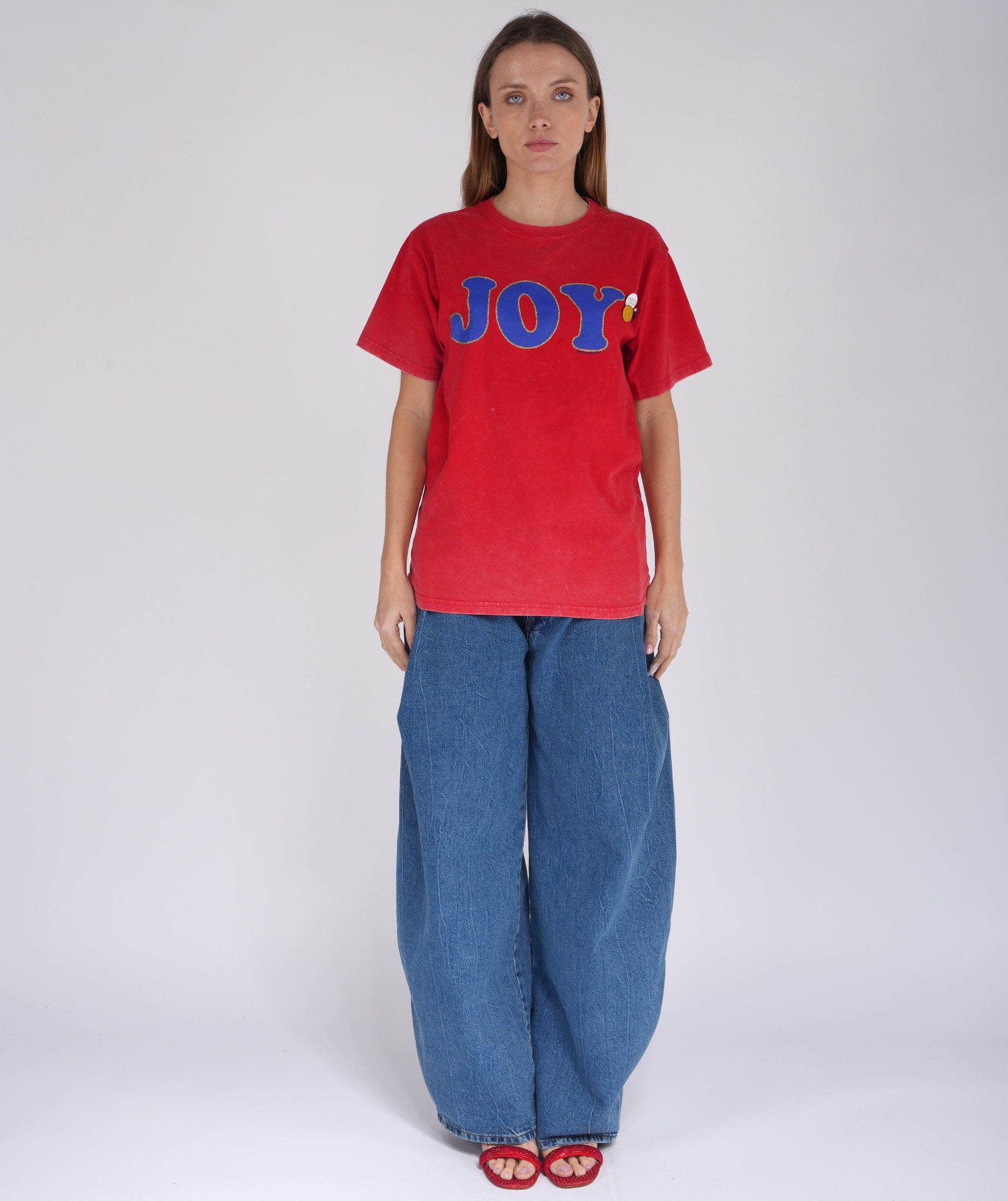 Red acid trucker tee "JOY FW21"