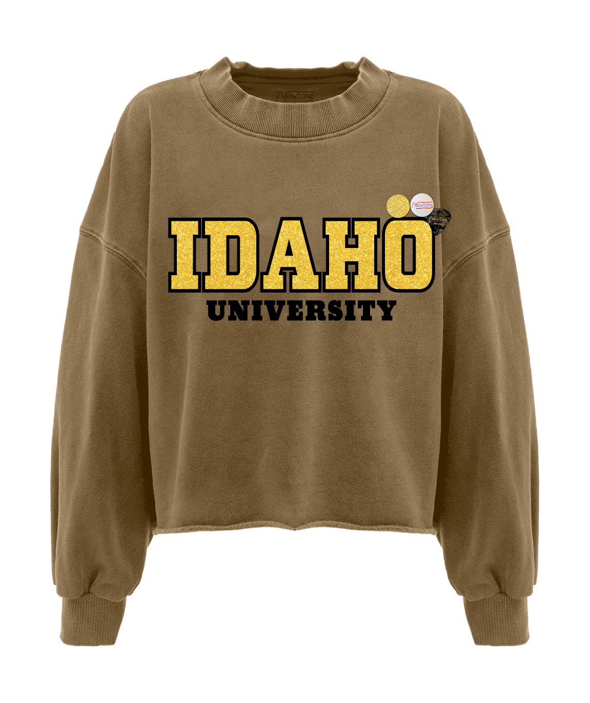 UNIVERSITY" tan crop sweatshirt