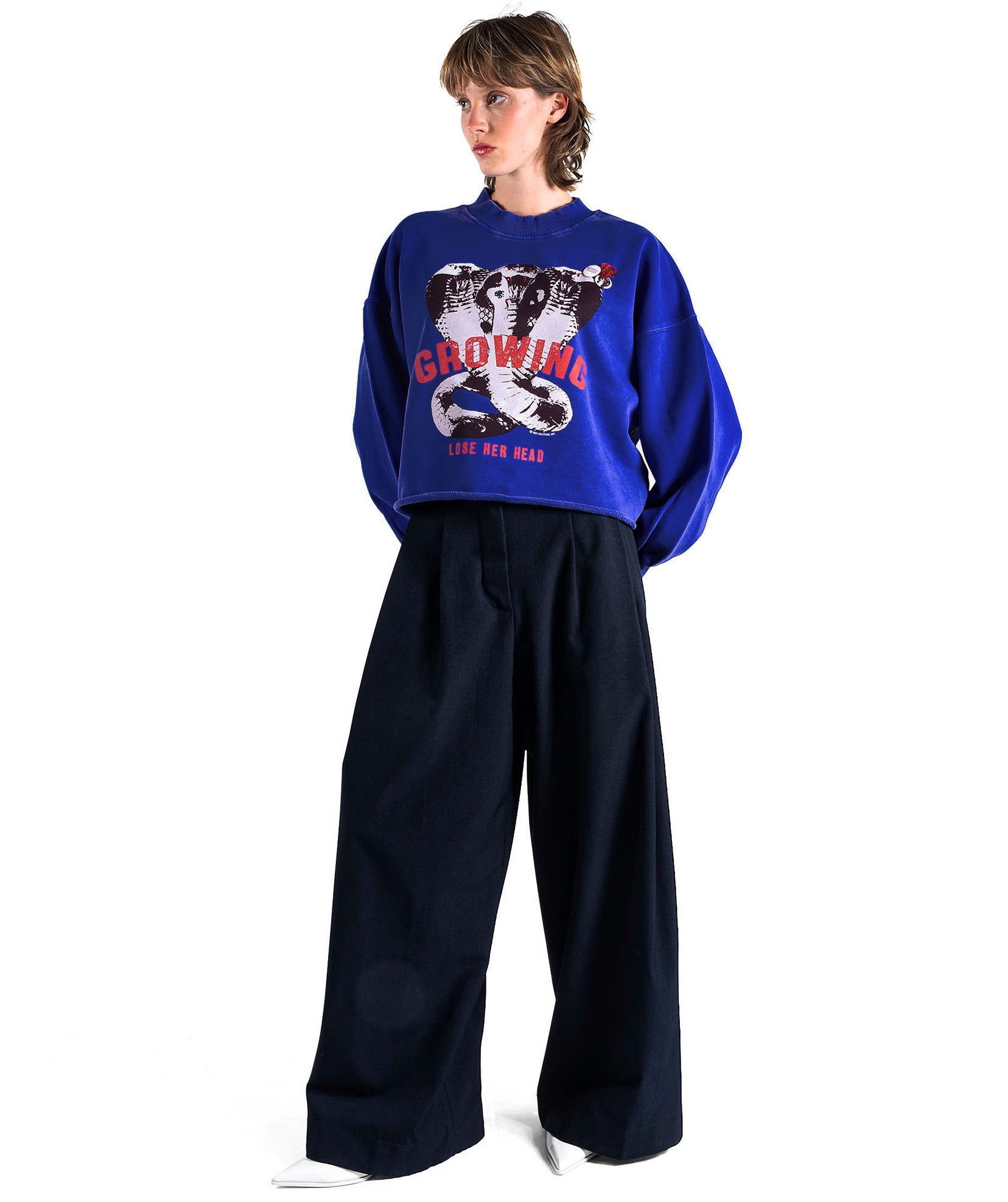 GROWING" royal crop sweatshirt