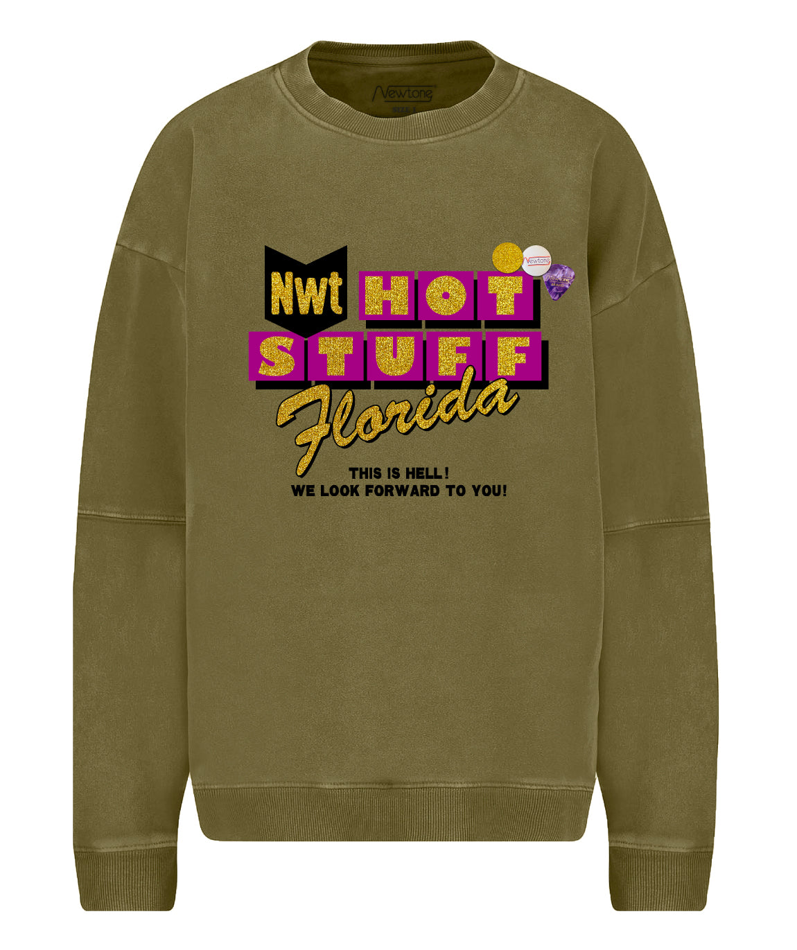 STUFF" khaki roller sweatshirt