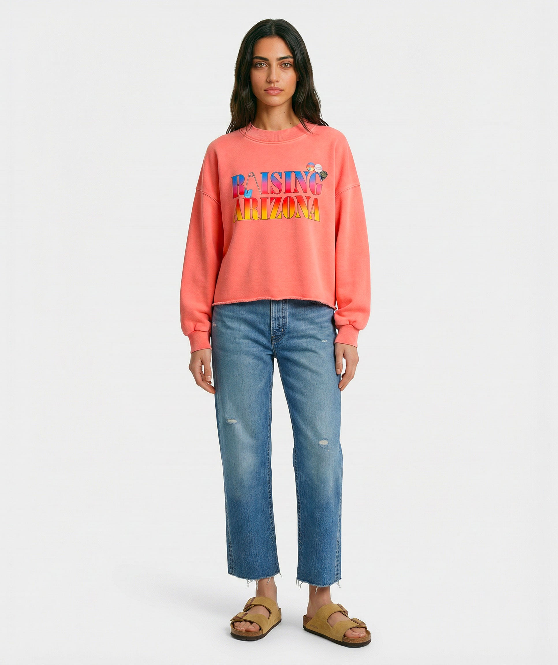Coral crop sweatshirt "RAISING"