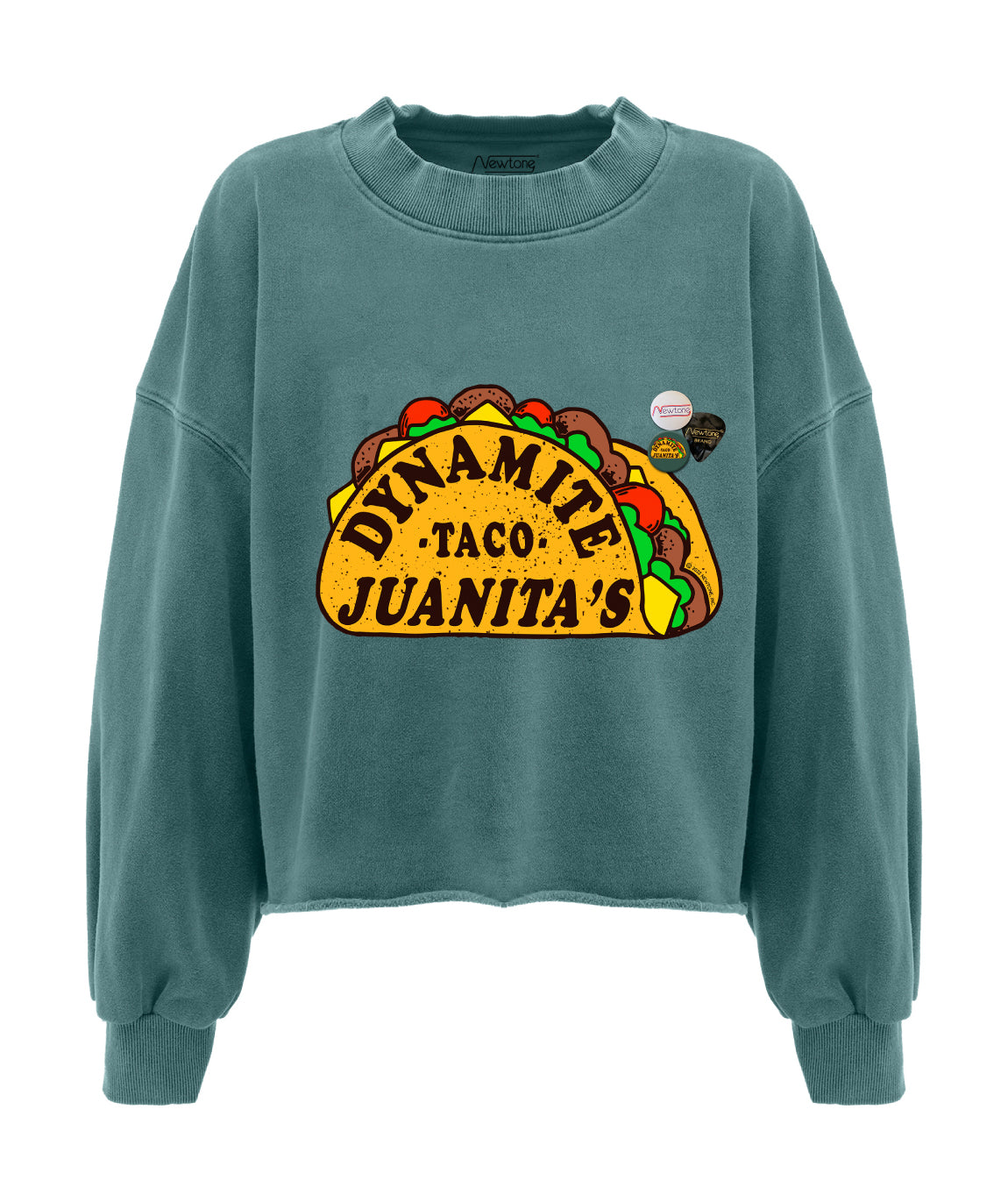 "TACOS" forest green crop sweatshirt