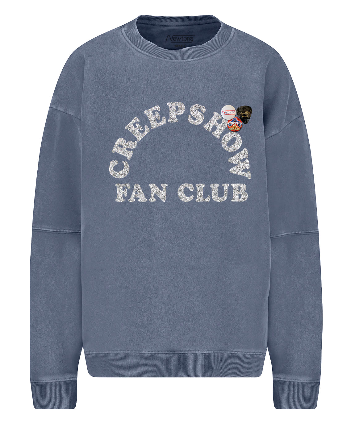 "CREEPSHOW" denim roller sweatshirt