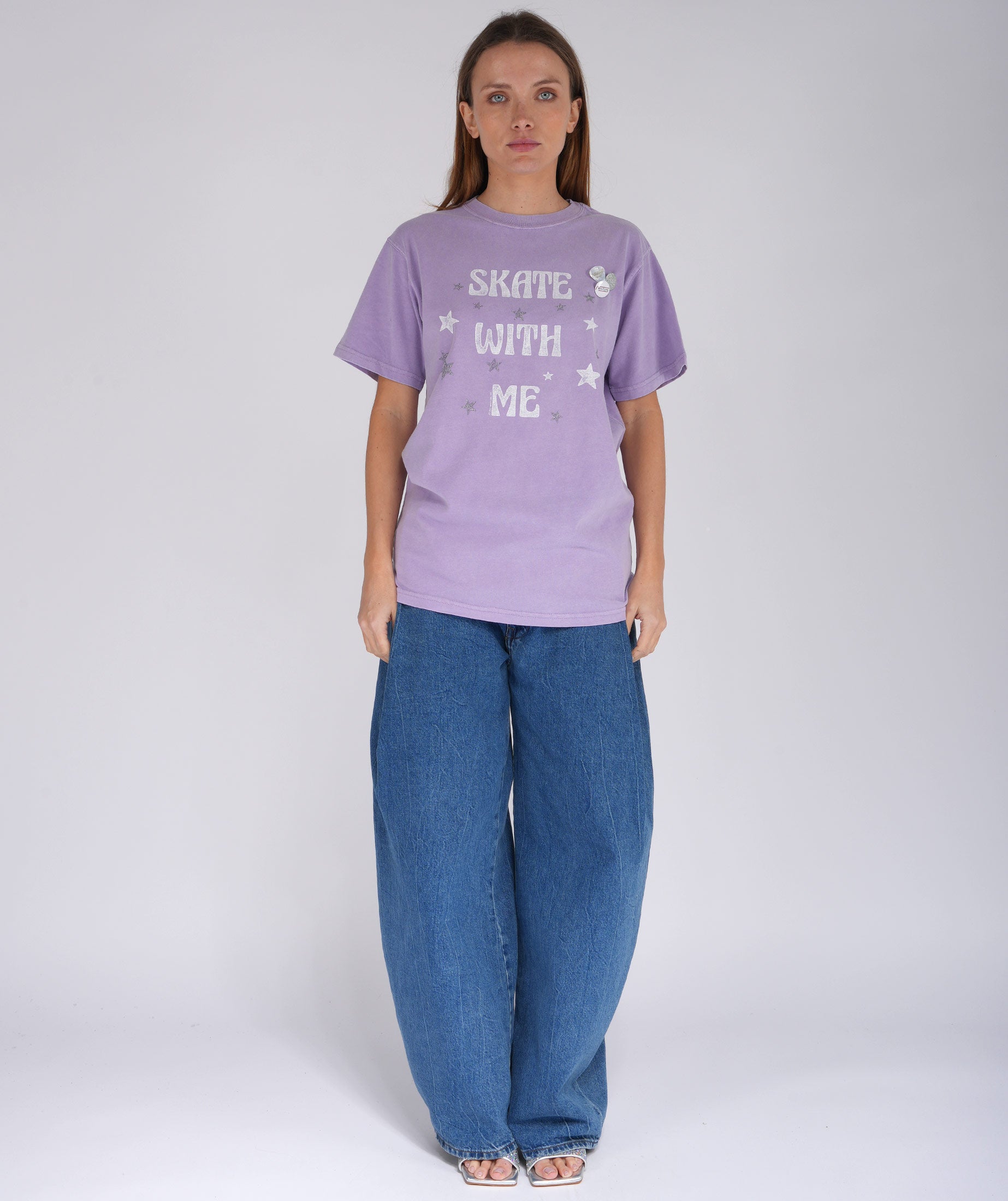 Tee shirt trucker lilac "SKATE WITH ME