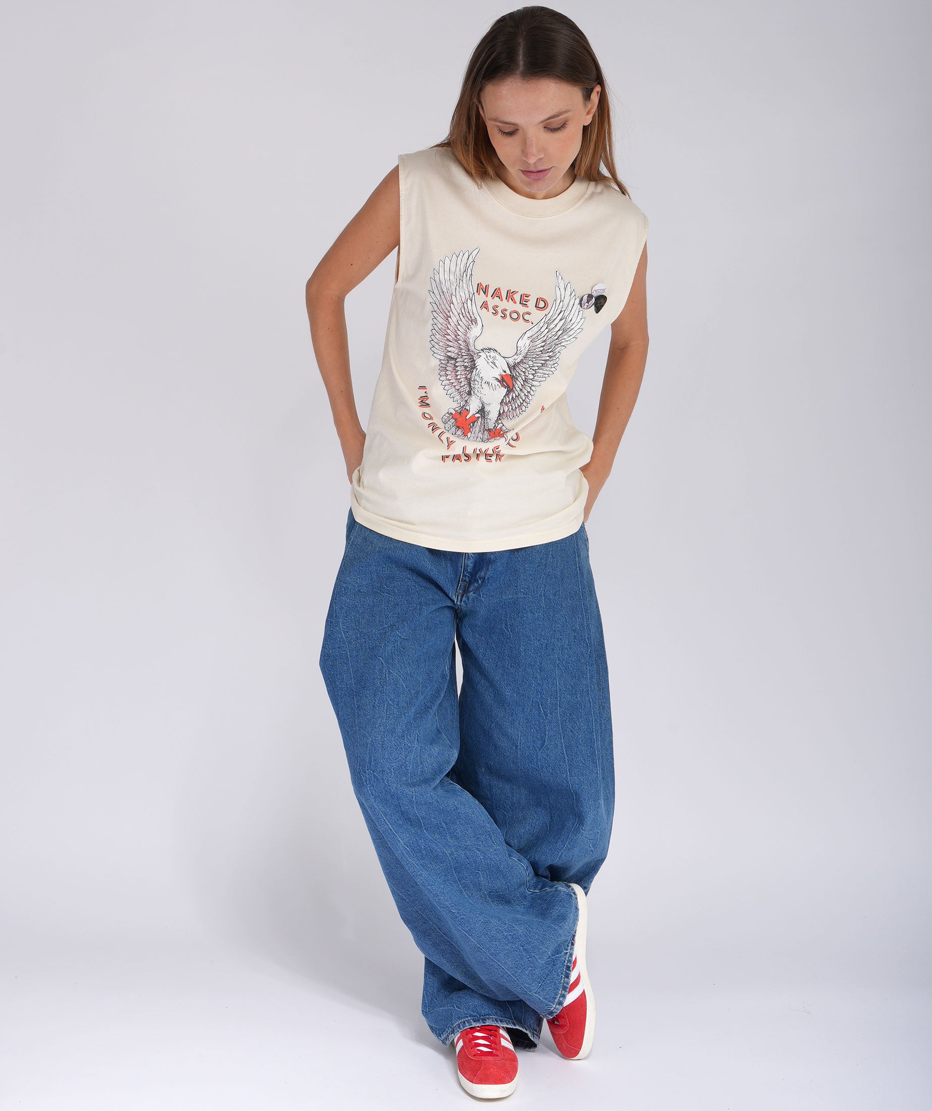 NAKED" natural biker tee shirt