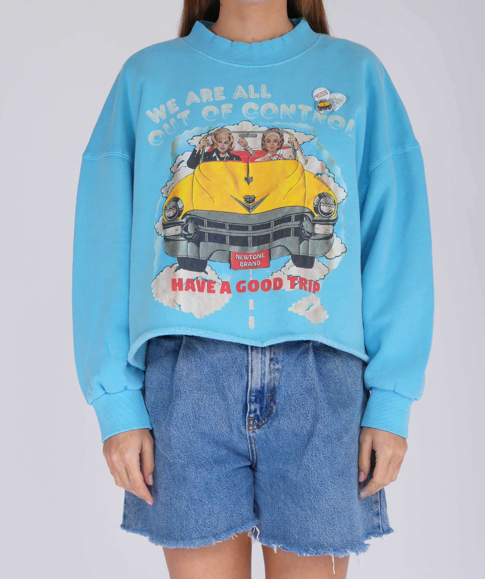 CONTROL" pool blue sweatshirt crop porter